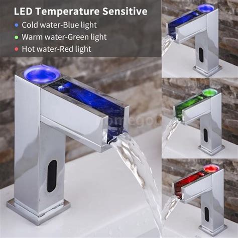 Automatic Sensor Touchless Faucet 3 Color Led Temperature Sensitive