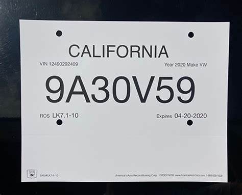 Printable temporary license plate template california - dsaeacademy