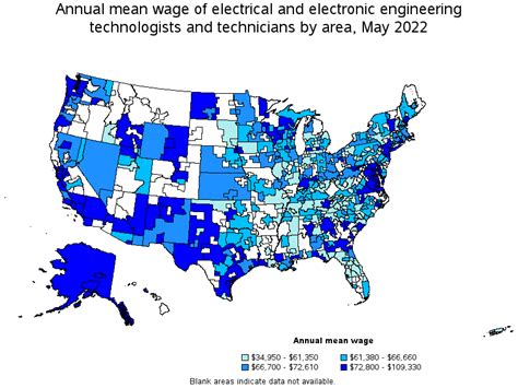 Map Of Annual Mean Wages Of Electrical And Electronic Engineering