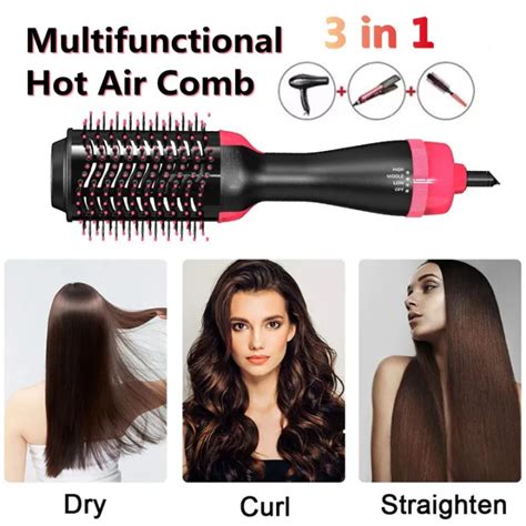 3 In 1 Hot Air Brush Rotating Hair Dryer Brush Hair Straightener Hair Curler Comb Hot Air Comb