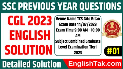 Cgl English Solution Set Ssc Pyq Solution Englishtak