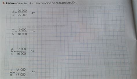 Solved 1 Encuentra el término desconocido de cada proporción a 5