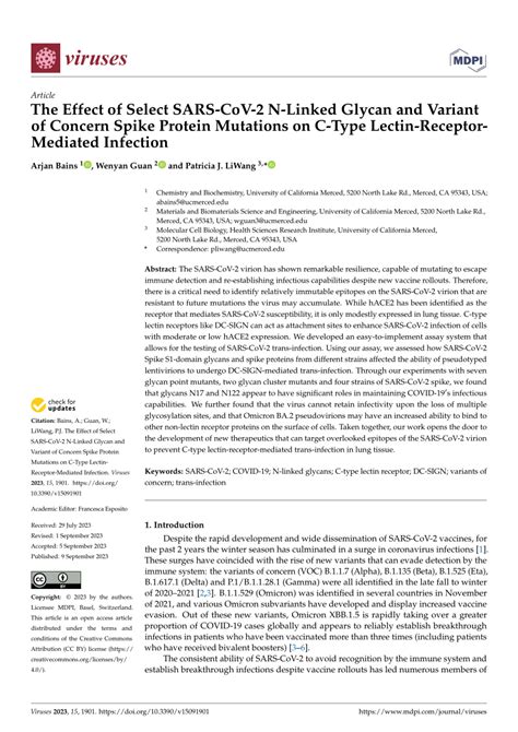 Pdf The Effect Of Select Sars Cov N Linked Glycan And Variant Of