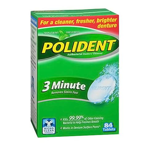 Polident 3 Minute Antibacterial Denture Cleanser Tablets Triple Mint