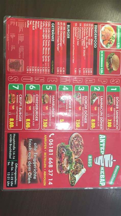 Menu At Antep Kebap Haus Bruchk Bel Pub Bar Bruchk Bel