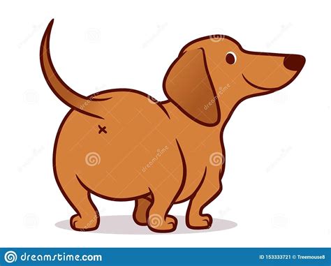 Cute wiener sausage dog cartoon illustration isolated on white. Simple ...