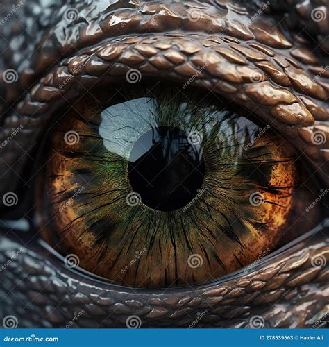 Intense Close-Up Predator Dinosaur S Eye. AI Stock Illustration ...