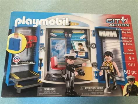 PLAYMOBIL CITY ACTION Police Station 9111 Play Box Building Set 50pc