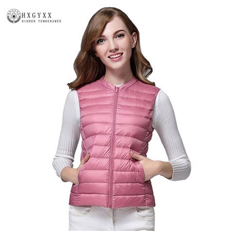 2020 Autumn Winter Women Waistcoat Sleeveless Jacket Coat Ultra Light White Duck Down Vest