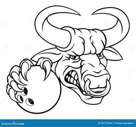 Bull Minotaur Longhorn Cow Bowling Mascot Cartoon Vector Illustration