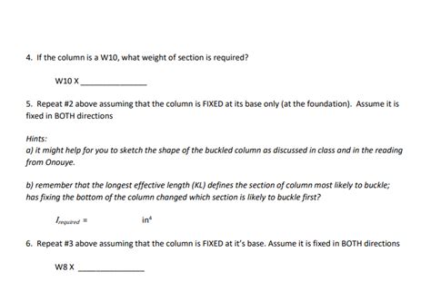 Questions 1-6: Column Buckling Consider the | Chegg.com 