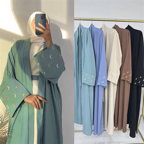 Loriya Eid New Abaya Nida Moon Embroidery Open Abaya Modest Dubai Abaya