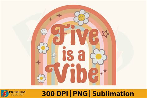 Five Is A Vibe 5th Groovy Birthday Girl Graphic By Premium Digital