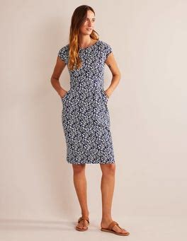 Florrie Jersey Dress French Navy Tulip Bloom Boden Uk