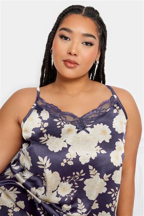 Yours Plus Size Purple Floral Print Satin Chemise Yours Clothing