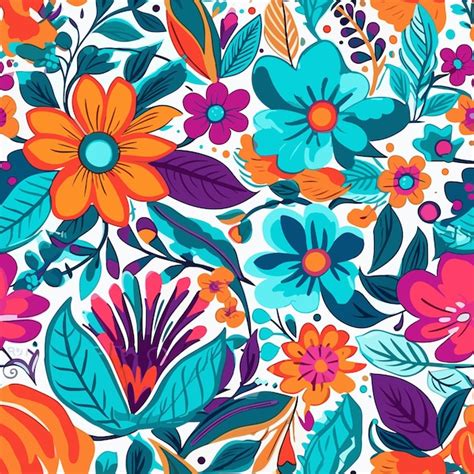 Premium Vector Seamless Floral Pattern With Colorful Flowers Collage