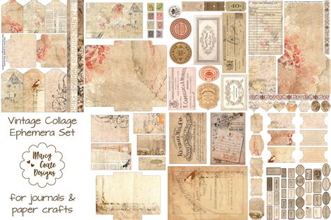 Vintage Collage Ephemera Pack Graphic By Marcycoatedesigns · Creative