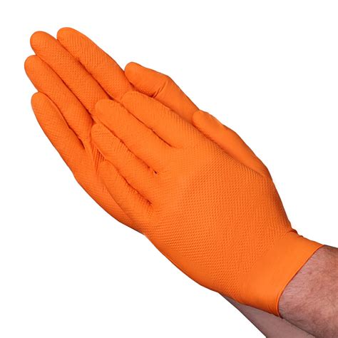 A1ea6 Hi Vis Orange 6 Mil Nitrile Exam Disposable Gloves