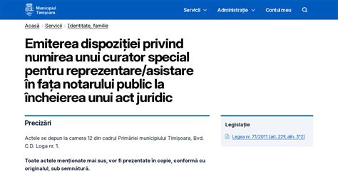 Emiterea Dispozi Iei Privind Numirea Unui Curator Special Pentru