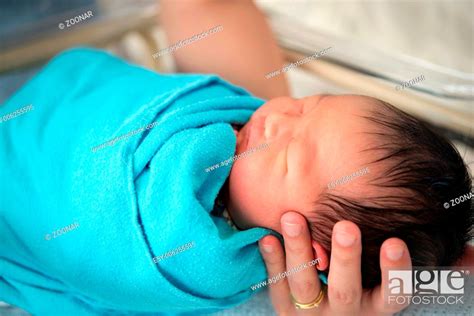 Newborn Asian Baby Girl In Hospital Stock Photo Picture And Low