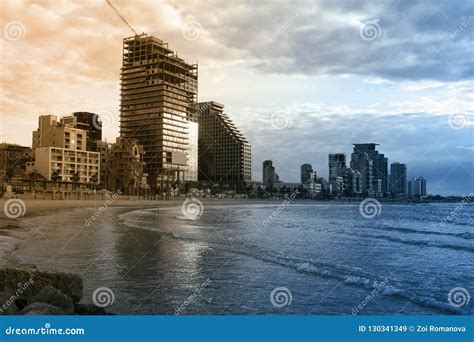 Israel Landscape Tel Aviv New City Landmark Sunny Day Stock Image