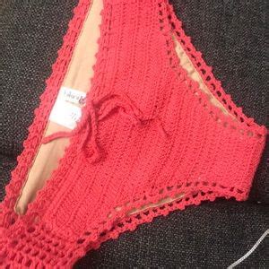 The Bikini Lab Swim Bikini Lab Crochet Coral Halter Swimsuit Top