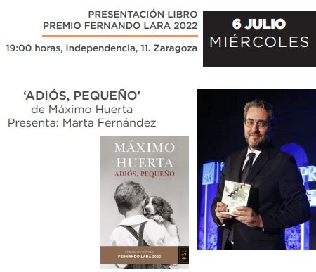 Presentaci N Del Libro Adi S Peque O De M Ximo Huerta Premio