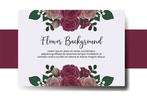 Wedding Banner Flower Background Digital Watercolor Hand Drawn Maroon