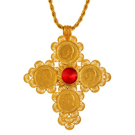 Anniyo Ethiopian Big Cross Pendants Necklaces Women Men Gold Color