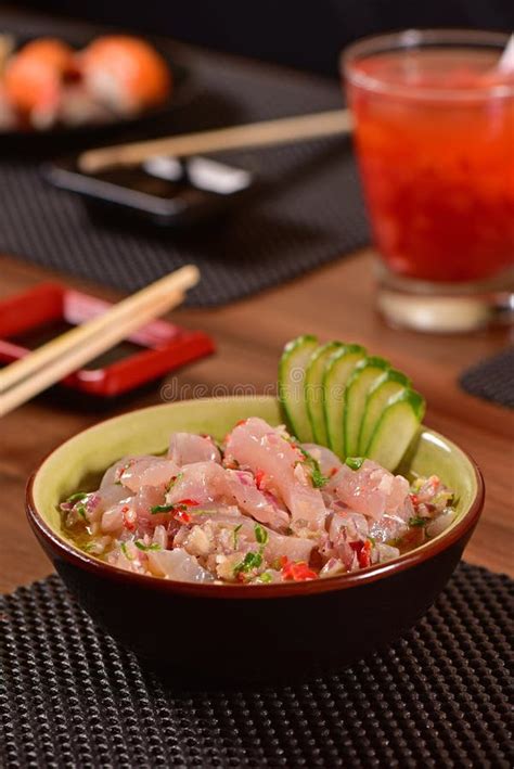 Peruvian Food - White Fish Ceviche Stock Image - Image of bottom