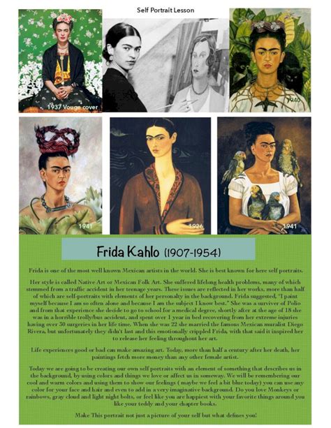 PDF Frida Kahlo Art Lesson ArtZdoodle Frida Kahlo 1907 1954