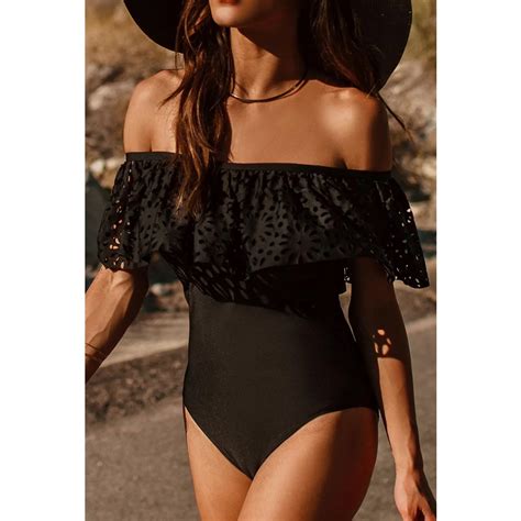 2018 Sexy One Piece Swimsuit Classic Off Shoulder Women Swimwear Ruffle