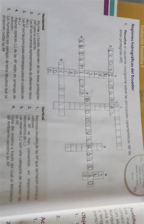 Resuelve el siguiente crucigrama sobre las principales características