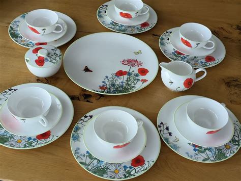 Bone China Dessert Frühstücksset DIBBERN 6 Personen Mohn Kaufen auf