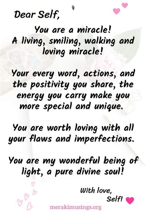 Dear Self Love Notes You Are A Loving Miracle Merakimusings Love