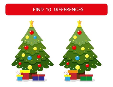 Premium Vector Find Ten Differences Between Christmas Trees