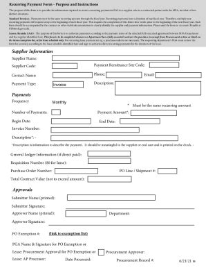 Fillable Online Recurring Payment Form And Instructions Fax Email Print