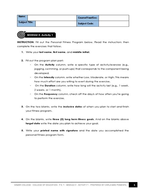 Name Courseyearsec Subject Title Subject Code Module 3 Activity