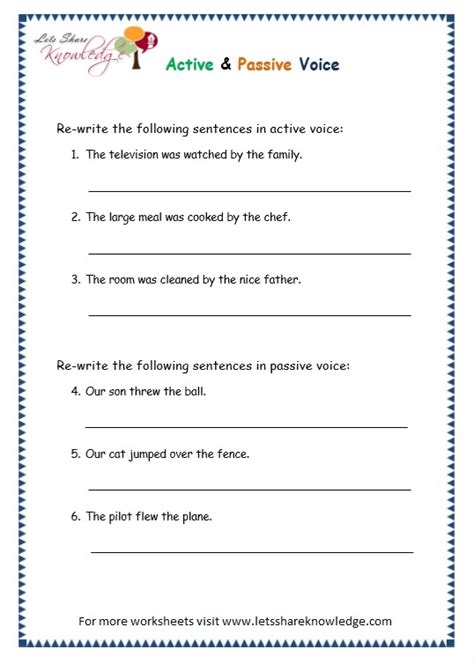 Active Vs Passive Worksheet Passive Active Voice Worksheets