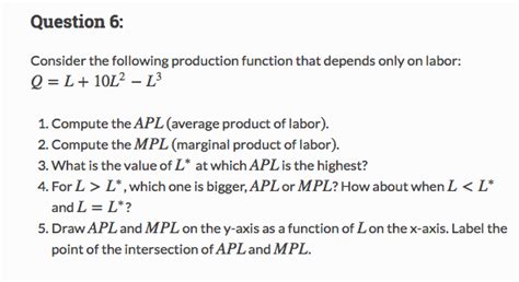 Solved Consider The Following Production Function That