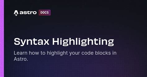 Syntax Highlighting | Docs