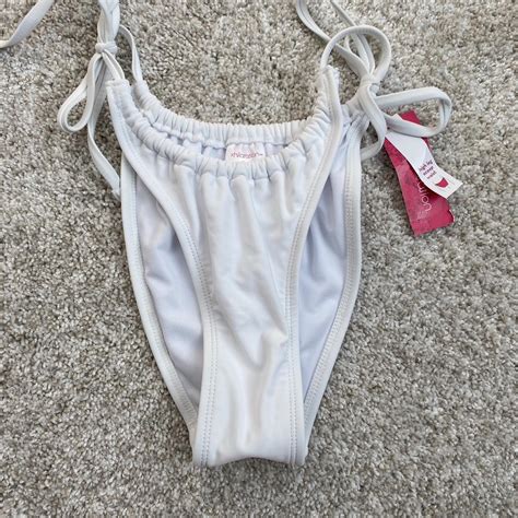White Bikini Bottoms NEVER WORN WITH TAGS High Leg Depop