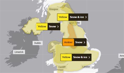 Met Office Issues Rare Two Day Amber Weather Warning For Dangerous Snow