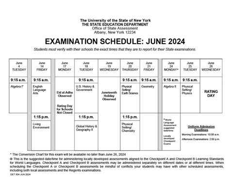 Nys Regents Exam Schedule For June Dotti Gianina