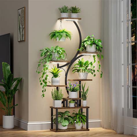 BACEKOLL Plant Stand Indoor With Grow Lights 8 Tiered Indoor Plant