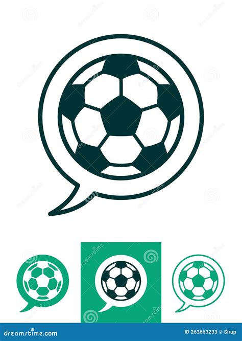 Football Or Soccer Icon Set With Speech Bubble Stock Vector