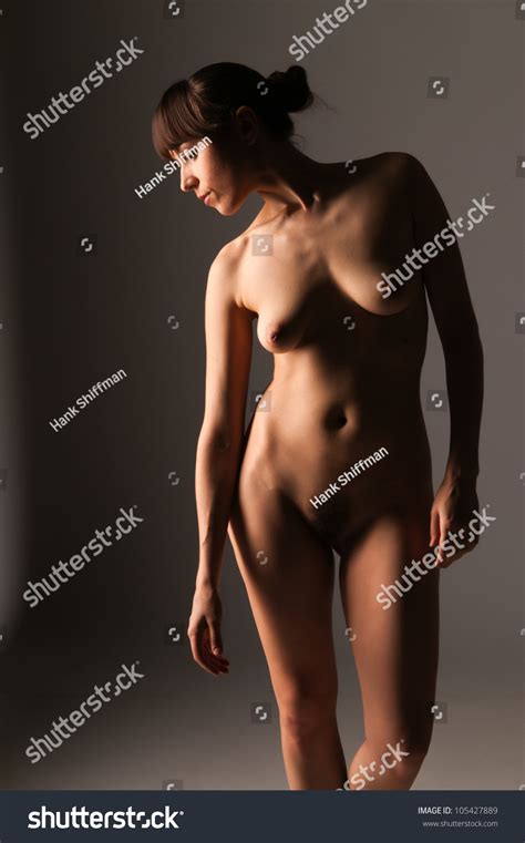 Petite Nude Brunette Standing Narrow Light Stock Photo Shutterstock
