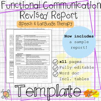 Functional Communication Profile Revised Report Template For Speech