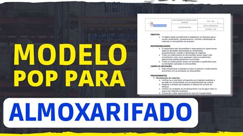 POP PARA ALMOXARIFADO PROCEDIMENTO OPERACIONAL PADRÃO PARA