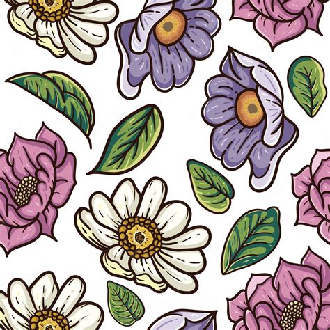 Premium Vector Vintage Flower Seamless Pattern